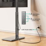 WALI Floor TV Stand with Power Outlet, Tall TV Stand Mount for 32-75 inch TV up to 110 lbs, Swivel and Height Adjustable TV Stands with Wood Base for Bedroom, Living Room(TVDVD-7P), Black - Image 6