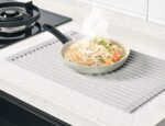 Surpahs 20.5 x 13.1 Inch Roll-Up Dish Drying Rack, Fits Across Sink Openings up to 19.5 Inches, Heavy-Duty Premium Silicone, Strong Support, Non-Slip, Heat-Resistant, Warm Gray - Image 9