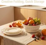 3 Pack Collapsible Colander with Strainer Bowl Set, 11 & 13 In BPA-Free Silicone Colanders for Kitchen, Heat-Resistant Strainer Dishwasher Safe Baskets for Vegetable Fruits(White) - Image 5