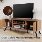 COMHOMA TV Stand for Living Room, Mid Century Modern Entertainment Center for 55/60/65 Inch TVs, Retro Brown TV Console with Fluted Door Cabinets and Open Adjustable Shelve Storage for Bedroom - Image 7