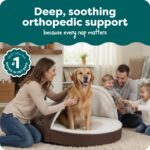 Furhaven 44" Round Orthopedic Dog Bed for Large Dogs w/ Removable Washable Cover, For Dogs Up to 80 lbs - Sherpa & Suede Snuggery - Espresso, 44-inch - Image 3