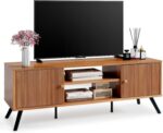 COMHOMA TV Stand for Living Room, Mid Century Modern Entertainment Center for 55/60/65 Inch TVs, Retro Brown TV Console with Fluted Door Cabinets and Open Adjustable Shelve Storage for Bedroom - Image 2