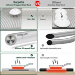 Surpahs 20.5 x 13.1 Inch Roll-Up Dish Drying Rack, Fits Across Sink Openings up to 19.5 Inches, Heavy-Duty Premium Silicone, Strong Support, Non-Slip, Heat-Resistant, Warm Gray - Image 6