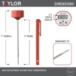 Taylor Waterproof Digital Instant Read Thermometer For Cooking, BBQ, Grilling, Baking, And Meat, Comes With Pocket Sleeve Clip, Red - Image 4