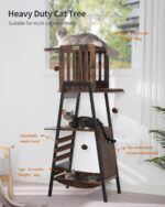 FourFurPets Modern Cat Tree, 58-Inch Cat Tower for Large Cats, Maine Coon Cat Tree with Scratching Board, Large Perch, Hammock and Removable Pads, Rustic Brown - Image 3