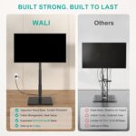 WALI Floor TV Stand with Power Outlet, Tall TV Stand Mount for 32-75 inch TV up to 110 lbs, Swivel and Height Adjustable TV Stands with Wood Base for Bedroom, Living Room(TVDVD-7P), Black - Image 10