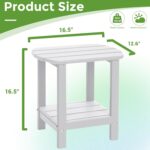 Adirondack Square Outdoor Side Table,2-Tier Storage Patio Side Table, HDPE End Tables for Backyard Pool Porch Garden Lawn - Image 4