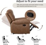 CANMOV Faux Leather Manual Reclining Sofa,3 Seat Recliner Couch Sofa with Overstuffed Comfortable Arms and Back for Living Room,Office,Nut Brown - Image 6