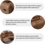 CANMOV Faux Leather Manual Reclining Sofa,3 Seat Recliner Couch Sofa with Overstuffed Comfortable Arms and Back for Living Room,Office,Nut Brown - Image 5