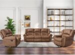 CANMOV Faux Leather Manual Reclining Sofa,3 Seat Recliner Couch Sofa with Overstuffed Comfortable Arms and Back for Living Room,Office,Nut Brown - Image 9