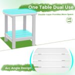 Adirondack Square Outdoor Side Table,2-Tier Storage Patio Side Table, HDPE End Tables for Backyard Pool Porch Garden Lawn - Image 7