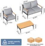 Jocoevol 4 Pieces Outdoor Sofa Conversation Set, 4 Seats Couch Set with Table, Metal Frame Rope Weaving Design UV Resistance Waterproof for Patio Garden Balcony, Grey - Image 10