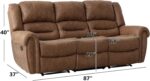 CANMOV Faux Leather Manual Reclining Sofa,3 Seat Recliner Couch Sofa with Overstuffed Comfortable Arms and Back for Living Room,Office,Nut Brown - Image 3