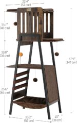 FourFurPets Modern Cat Tree, 58-Inch Cat Tower for Large Cats, Maine Coon Cat Tree with Scratching Board, Large Perch, Hammock and Removable Pads, Rustic Brown - Image 6