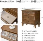 HULALA HOME Farmhouse 3 Drawer End Table with Tray, Drawer Organizer with Solid Wood Legs, End Table with Charging Station（Walnut, Set of 2） - Image 3
