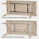 Tribesigns 70.9-Inch Dining Table for 6-8, Large Farmhouse Kitchen Table with Reinforced Metal Legs for Kitchen & Dining & Living Room, Natural - Image 8