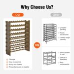 WISUCART Wine Rack Freestanding Floor Bamboo Stackable Wine Storage Racks Wall Mounted, Modular Wine Bottle Stand Holder Display Shelf for Cabinet, Kitchen, Bar (Walnut) - Image 8