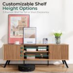 COMHOMA TV Stand for Living Room, Mid Century Modern Entertainment Center for 55/60/65 Inch TVs, Retro Brown TV Console with Fluted Door Cabinets and Open Adjustable Shelve Storage for Bedroom - Image 4