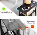 LOAKEKEL Narrow End Table Living Room with Charging Station, Skinny Side Table with Fabric Drawers, Slim Nightstand for Bedroom, Small Spaces, Couch, Black, HETNDP02BK-1 - Image 8