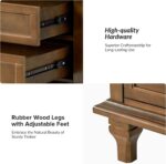 HULALA HOME Farmhouse 3 Drawer End Table with Tray, Drawer Organizer with Solid Wood Legs, End Table with Charging Station（Walnut, Set of 2） - Image 7