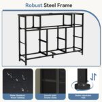 DUMOS TV Stand Dresser with 8 Fabric Drawers and Open Shelves, LED Entertainment Center with Charging Station, Wood Top Media Console for 45-55 inch, Bedroom, Woodgrain Black - Image 6