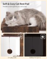 FourFurPets Modern Cat Tree, 58-Inch Cat Tower for Large Cats, Maine Coon Cat Tree with Scratching Board, Large Perch, Hammock and Removable Pads, Rustic Brown - Image 7