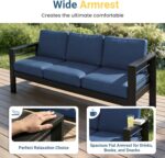 Wisteria Lane Aluminum Outdoor Sofa, 2 Seats Patio Couch All-Weather Rust-Proof Modern Metal Patio Furniture with 5" Thick Olefin Cushions, Light Grey - Image 7