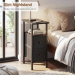 LOAKEKEL Narrow End Table Living Room with Charging Station, Skinny Side Table with Fabric Drawers, Slim Nightstand for Bedroom, Small Spaces, Couch, Black, HETNDP02BK-1 - Image 10