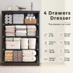 Jocoevol 4 Drawer Dresser for Bedroom, Black Dresser Chest of Drawers - Large Wood Dressers TV Stand with Deep Drawers Dressers for Living Room, Hallway, Entryway - Black - Image 6