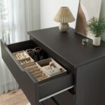 Brown Tall 5 Drawer Dresser for Bedroom with Hidden Storage Design, Large Modern Closet Dressers & Chests of Drawers with Cut-Out Handles, 27.6" L*15.8" W*45.3" H for Bedroom, Living Room, Nursery - Image 7