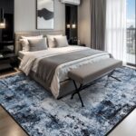 Rugflix 8x10 Area Rugs for Living Room, Washable Large Rug Stain-Resistant Low Pile, Modern Dark Carpet for Dining Room Home Office Kid Room Nursery Bedroom, Navy Blue/Black - Image 3