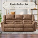 CANMOV Faux Leather Manual Reclining Sofa,3 Seat Recliner Couch Sofa with Overstuffed Comfortable Arms and Back for Living Room,Office,Nut Brown - Image 8