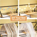 LIKIMIO Bunk Bed, Twin Bunk Beds with 3-Tier Storage Bookshelf, Bunk Bed Twin Over Twin, Metal House Bed Ladder and Safety Guardrail for Bedroom, Space Saving, No Box Spring Needed, Black - Image 6