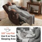 MCombo Triple Motor Lay Flat Power Lift Recliner Chair for Tall Elderly, Infinite Position, Massage, Dual Heating, Adjustable Headrest, Fabric 7634 (Coffee, Large) - Image 5