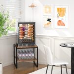 Homieasy End Table, 20 Inch Square End Table, Mini Fridge Stand with 2-Tier Storage Shelves, Industrial Wood Side Table Small Table Stand for Living Room, Bedroom, Office, Rustic Brown - Image 8