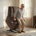 MCombo Triple Motor Lay Flat Power Lift Recliner Chair for Tall Elderly, Infinite Position, Massage, Dual Heating, Adjustable Headrest, Fabric 7634 (Coffee, Large) - Image 3