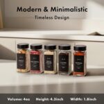 EDELHAUS Glass Spice Jars with Label and Black Lids (24 x 4oz) Spice Containers with 240 Labels, Shaker Inserts, Steel Funnel, Empty Square Seasoning Organizer for Spice Rack, Cabinet, Drawer - Image 3