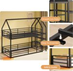 LIKIMIO Bunk Bed, Twin Bunk Beds with 3-Tier Storage Bookshelf, Bunk Bed Twin Over Twin, Metal House Bed Ladder and Safety Guardrail for Bedroom, Space Saving, No Box Spring Needed, Black - Image 7
