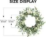 Pinkpum 20'' Eucalyptus Wreath for Front Door, Porch, Window - Green Decor for Home, Farmhouse - Spring, Summer, Fall, All Seasons - Image 7