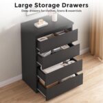 Jocoevol 4 Drawer Dresser for Bedroom, Black Dresser Chest of Drawers - Large Wood Dressers TV Stand with Deep Drawers Dressers for Living Room, Hallway, Entryway - Black - Image 4