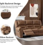CANMOV Faux Leather Manual Reclining Sofa,3 Seat Recliner Couch Sofa with Overstuffed Comfortable Arms and Back for Living Room,Office,Nut Brown - Image 4