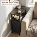 LOAKEKEL Narrow End Table Living Room with Charging Station, Skinny Side Table with Fabric Drawers, Slim Nightstand for Bedroom, Small Spaces, Couch, Black, HETNDP02BK-1 - Image 5