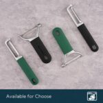 KITCHENDAO Swivel Vegetable Potato Peeler for Kitchen, Japanese Stainless Steel Sharp Blade, Heavy Duty Die-cast Construction Y Peeler, Built-in Eye Remover, Soft-touch Handle, Dishwasher Safe, Green - Image 7