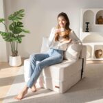 MAXYOYO Folding Sofa Bed, Convertible Sofa Bed with High-Density Support Foam, Portable 4 in 1 Fold Out Chair to Floor Lounger, Versatile Floor Couch for Living Room Bedroom, Beige - Image 9