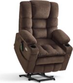 MCombo Triple Motor Lay Flat Power Lift Recliner Chair for Tall Elderly, Infinite Position, Massage, Dual Heating, Adjustable Headrest, Fabric 7634 (Coffee, Large) - Image 2