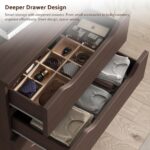 Brown Tall 5 Drawer Dresser for Bedroom with Hidden Storage Design, Large Modern Closet Dressers & Chests of Drawers with Cut-Out Handles, 27.6" L*15.8" W*45.3" H for Bedroom, Living Room, Nursery - Image 5
