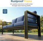 Wisteria Lane Aluminum Outdoor Sofa, 2 Seats Patio Couch All-Weather Rust-Proof Modern Metal Patio Furniture with 5" Thick Olefin Cushions, Light Grey - Image 4