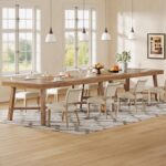 Tribesigns 70.9-Inch Dining Table for 6-8, Large Farmhouse Kitchen Table with Reinforced Metal Legs for Kitchen & Dining & Living Room, Natural - Image 9
