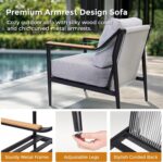 Jocoevol 4 Pieces Outdoor Sofa Conversation Set, 4 Seats Couch Set with Table, Metal Frame Rope Weaving Design UV Resistance Waterproof for Patio Garden Balcony, Grey - Image 3