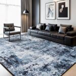 Rugflix 8x10 Area Rugs for Living Room, Washable Large Rug Stain-Resistant Low Pile, Modern Dark Carpet for Dining Room Home Office Kid Room Nursery Bedroom, Navy Blue/Black - Image 10